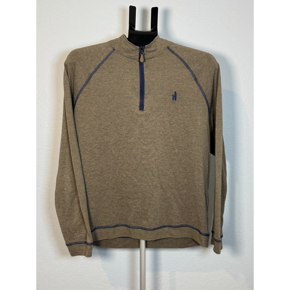 johnnie-O 1/4 Zip Pullover Men's M Brown Tan Long Sleeve Lightweight Performance